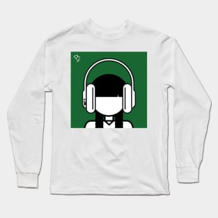 Minimal Gothic Girl Wearing Headphones Long Sleeve T-Shirt